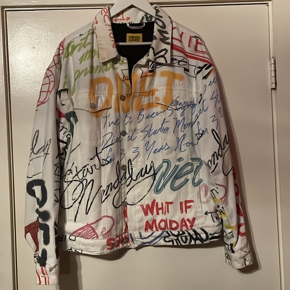 Scribble Denim Trucker Jacket - Picture 2 of 8